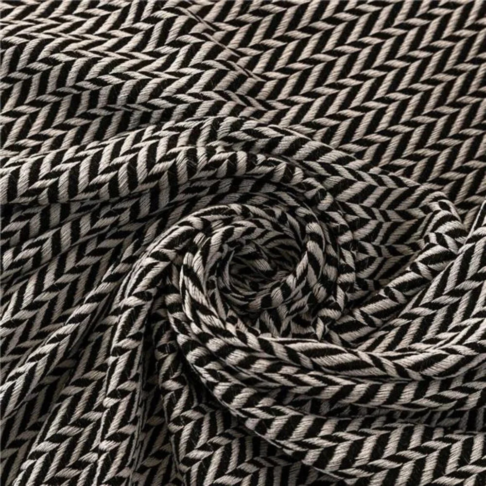 NEW West Elm Boho Black & White Turkish Cotton Throw Blanket Bedding - 60
